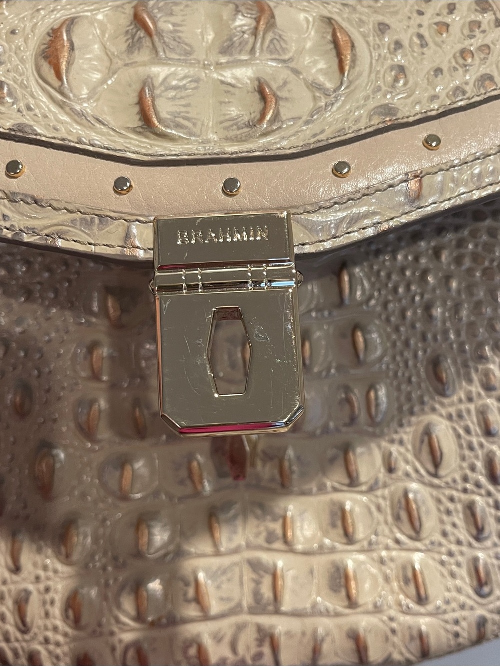 Brahmin Lizzie Croc-Embossed Crossbody - Silver Birch Birchside - Picture 5 of 7